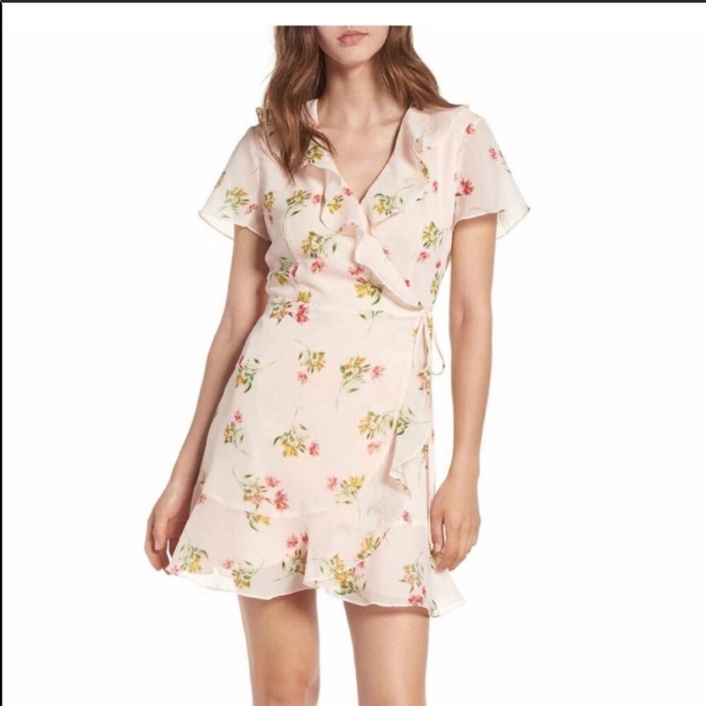 Lush Floral Ruffle Wrap Dress